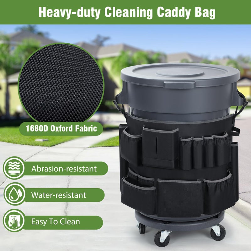 Speqerk Trash Can Caddy Bags Fit 32-55 Gallon Garbage Bin, Garbage Bin Caddy Bag with 13 Pockets Compatible with Brute & Uline, Commercial Cleaning Supplies Organizer Bag & Janitorial Duties(1PCS) - Image 5